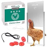 VOSS.farming Set Chicken-Door automatische Hühnertür + Alu Hühnerklappe 300 x 400mm, Türöffnung, Türöffner für Hühnerstall, Hühnerhaus, mit Lichtsensor, Zeitschaltung, Manuell